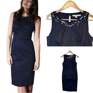 Boden Sequins Decor Blue Cocktail Dress Sleeveless Size 4p